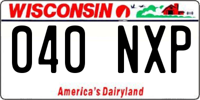 WI license plate 040NXP