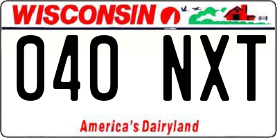 WI license plate 040NXT