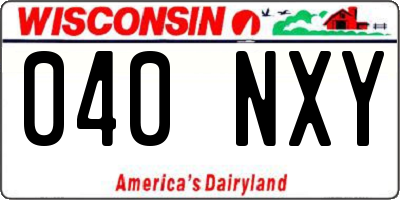 WI license plate 040NXY