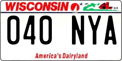 WI license plate 040NYA