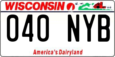 WI license plate 040NYB
