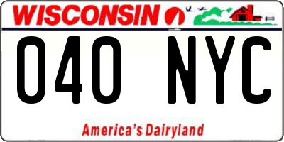 WI license plate 040NYC