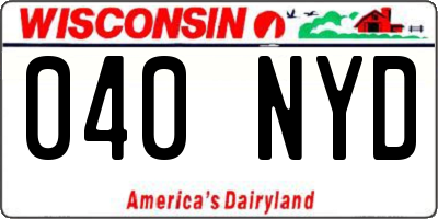 WI license plate 040NYD