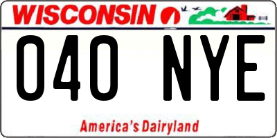 WI license plate 040NYE
