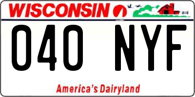 WI license plate 040NYF
