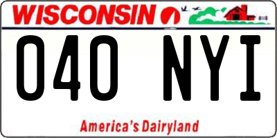 WI license plate 040NYI