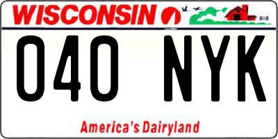 WI license plate 040NYK