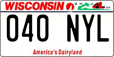 WI license plate 040NYL