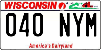 WI license plate 040NYM