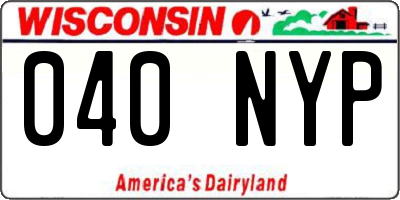 WI license plate 040NYP