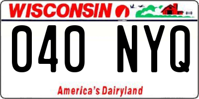 WI license plate 040NYQ