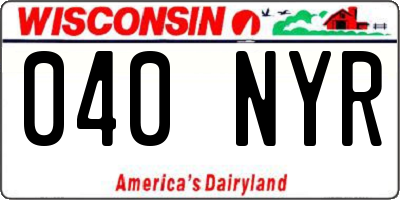 WI license plate 040NYR