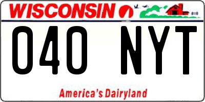 WI license plate 040NYT