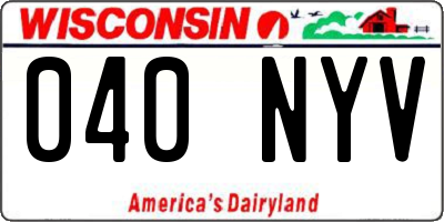 WI license plate 040NYV