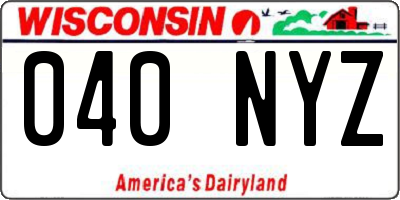 WI license plate 040NYZ