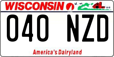 WI license plate 040NZD