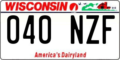 WI license plate 040NZF