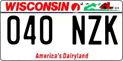 WI license plate 040NZK