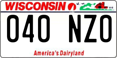 WI license plate 040NZO