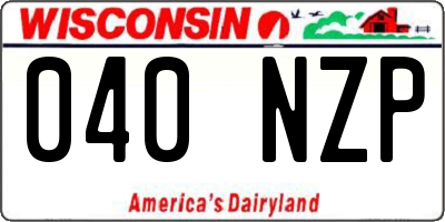 WI license plate 040NZP
