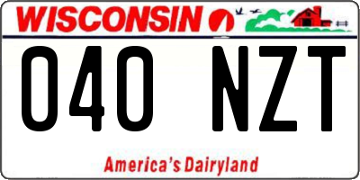 WI license plate 040NZT