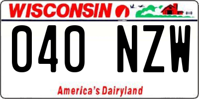 WI license plate 040NZW