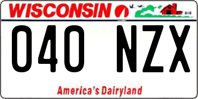 WI license plate 040NZX