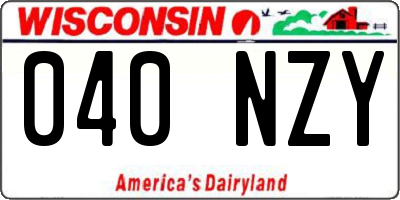 WI license plate 040NZY
