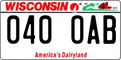 WI license plate 040OAB
