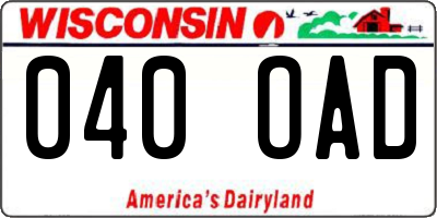 WI license plate 040OAD