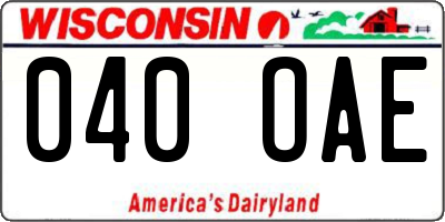 WI license plate 040OAE