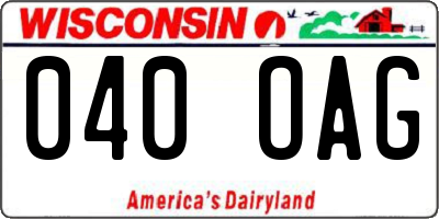 WI license plate 040OAG