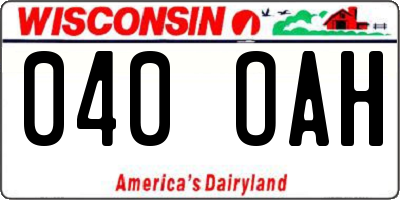 WI license plate 040OAH