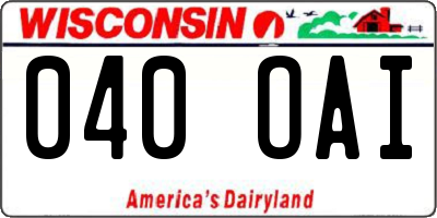 WI license plate 040OAI