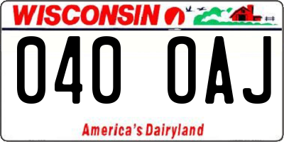 WI license plate 040OAJ