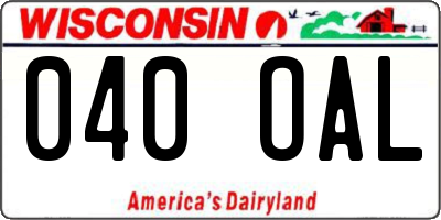WI license plate 040OAL