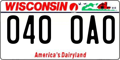 WI license plate 040OAO