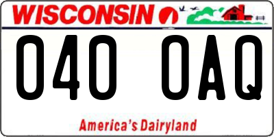 WI license plate 040OAQ