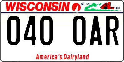 WI license plate 040OAR