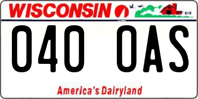 WI license plate 040OAS
