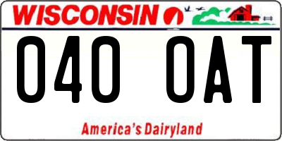 WI license plate 040OAT