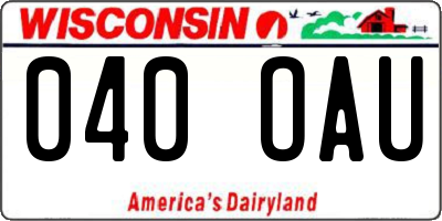 WI license plate 040OAU