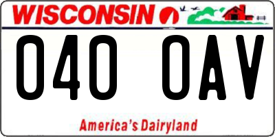WI license plate 040OAV
