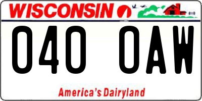 WI license plate 040OAW
