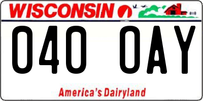 WI license plate 040OAY