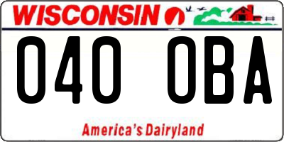 WI license plate 040OBA