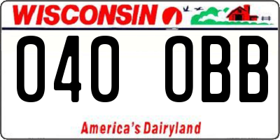WI license plate 040OBB