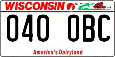 WI license plate 040OBC