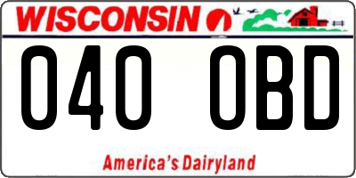 WI license plate 040OBD