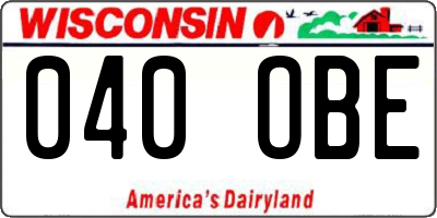 WI license plate 040OBE